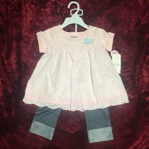 NWT! GIRLS TOP & CAPRI PANT SET SIZE 4T BEAUTIFUL! CROCHET, EMBROIDERY & LACE!
